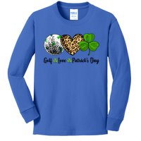 Golf Love Leopard Heart Shamrock St Patrick's Day Funny Gift Kids Long Sleeve Shirt