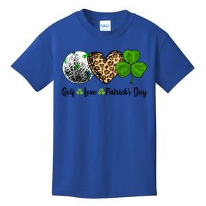 Golf Love Leopard Heart Shamrock St Patrick's Day Funny Gift Kids T-Shirt