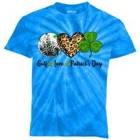 Golf Love Leopard Heart Shamrock St Patrick's Day Funny Gift Kids Tie-Dye T-Shirt