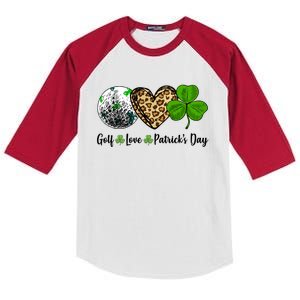 Golf Love Leopard Heart Shamrock St Patrick's Day Funny Gift Kids Colorblock Raglan Jersey