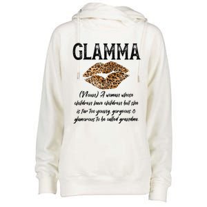 Glamma Leopard Lips Kiss GlamMa Description Mother's Day Womens Funnel Neck Pullover Hood