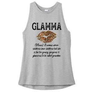 Glamma Leopard Lips Kiss GlamMa Description Mother's Day Ladies PosiCharge Tri-Blend Wicking Tank