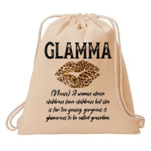 Glamma Leopard Lips Kiss GlamMa Description Mother's Day Drawstring Bag