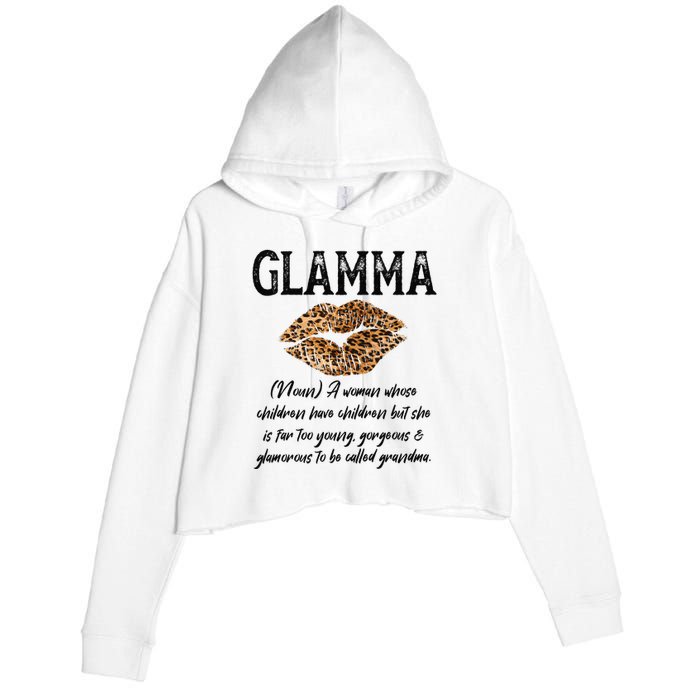 Glamma Leopard Lips Kiss GlamMa Description Mother's Day Crop Fleece Hoodie