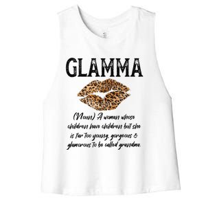 Glamma Leopard Lips Kiss GlamMa Description Mother's Day Women's Racerback Cropped Tank