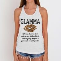 Glamma Leopard Lips Kiss GlamMa Description Mother's Day Women's Knotted Racerback Tank