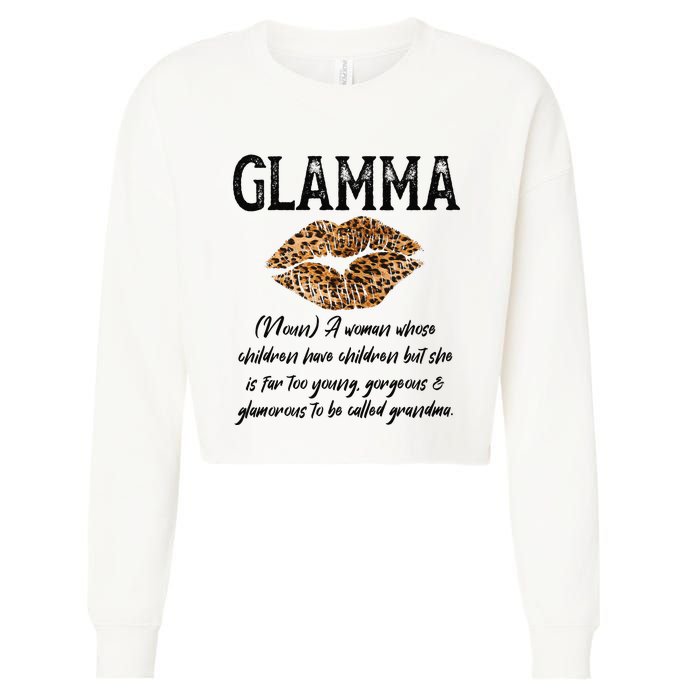 Glamma Leopard Lips Kiss GlamMa Description Mother's Day Cropped Pullover Crew