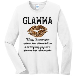 Glamma Leopard Lips Kiss GlamMa Description Mother's Day Ladies Long Sleeve Shirt