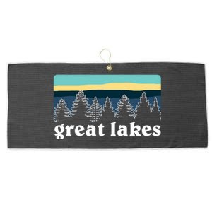 Great Lakes Lake Life Sunset Pine Tree Forest Gift Large Microfiber Waffle Golf Towel