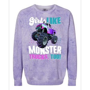 Girls Like Monster Trucks Too! Colorblast Crewneck Sweatshirt