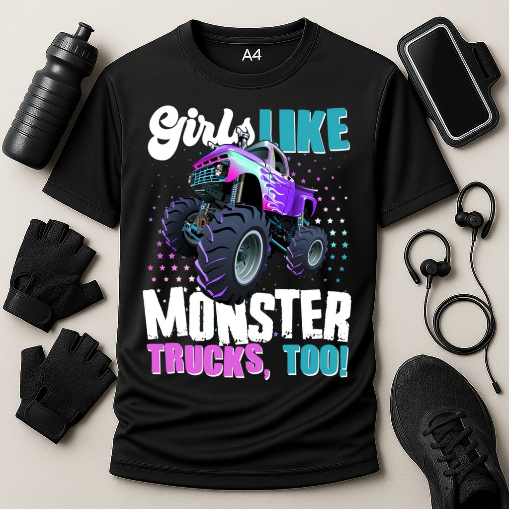 Girls Like Monster Trucks Too! Cooling Performance Crew T-Shirt