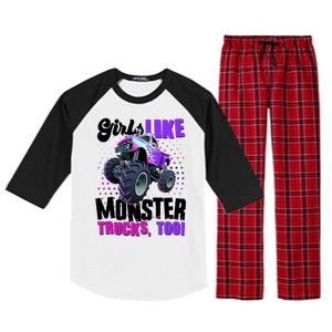 Girls Like Monster Trucks Too! Raglan Sleeve Pajama Set