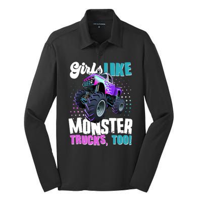 Girls Like Monster Trucks Too! Silk Touch Performance Long Sleeve Polo