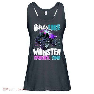 Girls Like Monster Trucks Too! Ladies Essential Flowy Tank