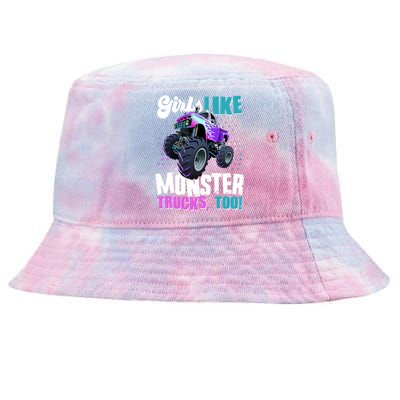 Girls Like Monster Trucks Too! Tie-Dyed Bucket Hat