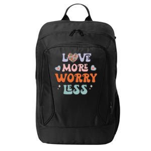 Groovy Love More Worry Less Retro Valentine Gift For Valentine Day City Backpack