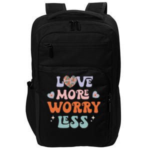 Groovy Love More Worry Less Retro Valentine Gift For Valentine Day Impact Tech Backpack