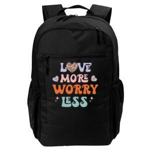 Groovy Love More Worry Less Retro Valentine Gift For Valentine Day Daily Commute Backpack