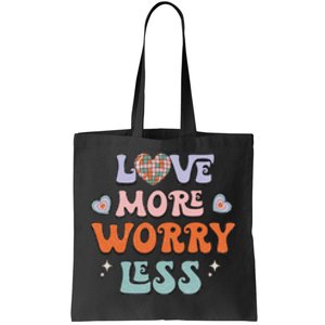 Groovy Love More Worry Less Retro Valentine Gift For Valentine Day Tote Bag