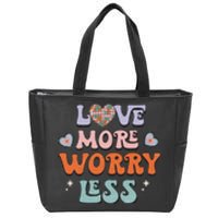 Groovy Love More Worry Less Retro Valentine Gift For Valentine Day Zip Tote Bag