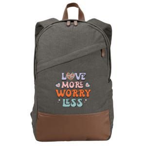 Groovy Love More Worry Less Retro Valentine Gift For Valentine Day Cotton Canvas Backpack