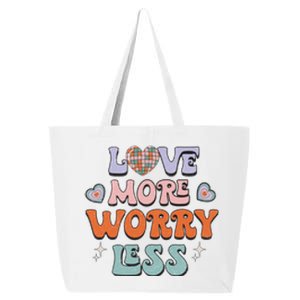 Groovy Love More Worry Less Retro Valentine Gift For Valentine Day 25L Jumbo Tote