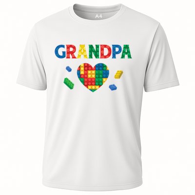 Grandpa Lover Master Builder Building Bricks Blocks Family Cooling Performance Crew T-Shirt