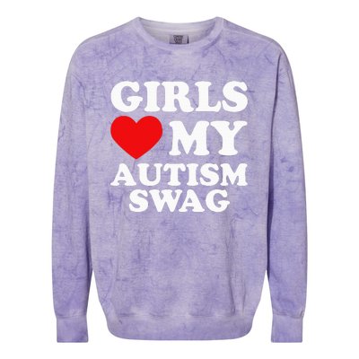 Girl Love My Autism Swag Funny Autistic Boy Gifts Awareness Colorblast Crewneck Sweatshirt