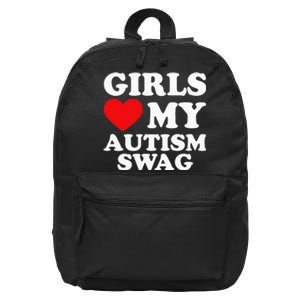 Girl Love My Autism Swag Funny Autistic Boy Gifts Awareness 16 in Basic Backpack