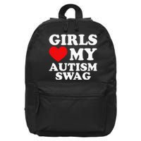 Girl Love My Autism Swag Funny Autistic Boy Gifts Awareness 16 in Basic Backpack