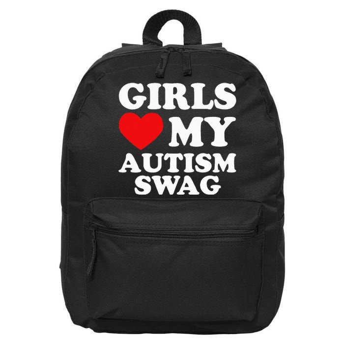 Girl Love My Autism Swag Funny Autistic Boy Gifts Awareness 16 in Basic Backpack