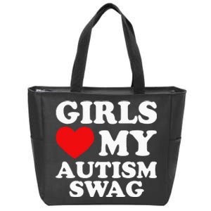 Girl Love My Autism Swag Funny Autistic Boy Gifts Awareness Zip Tote Bag