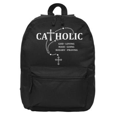 God Loving Mass Going Rosary Praying Catholic 16 in Basic Backpack
