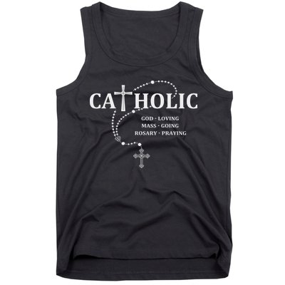 God Loving Mass Going Rosary Praying Catholic Tank Top