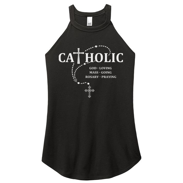 God Loving Mass Going Rosary Praying Catholic Women's Perfect Tri Rocker Tank