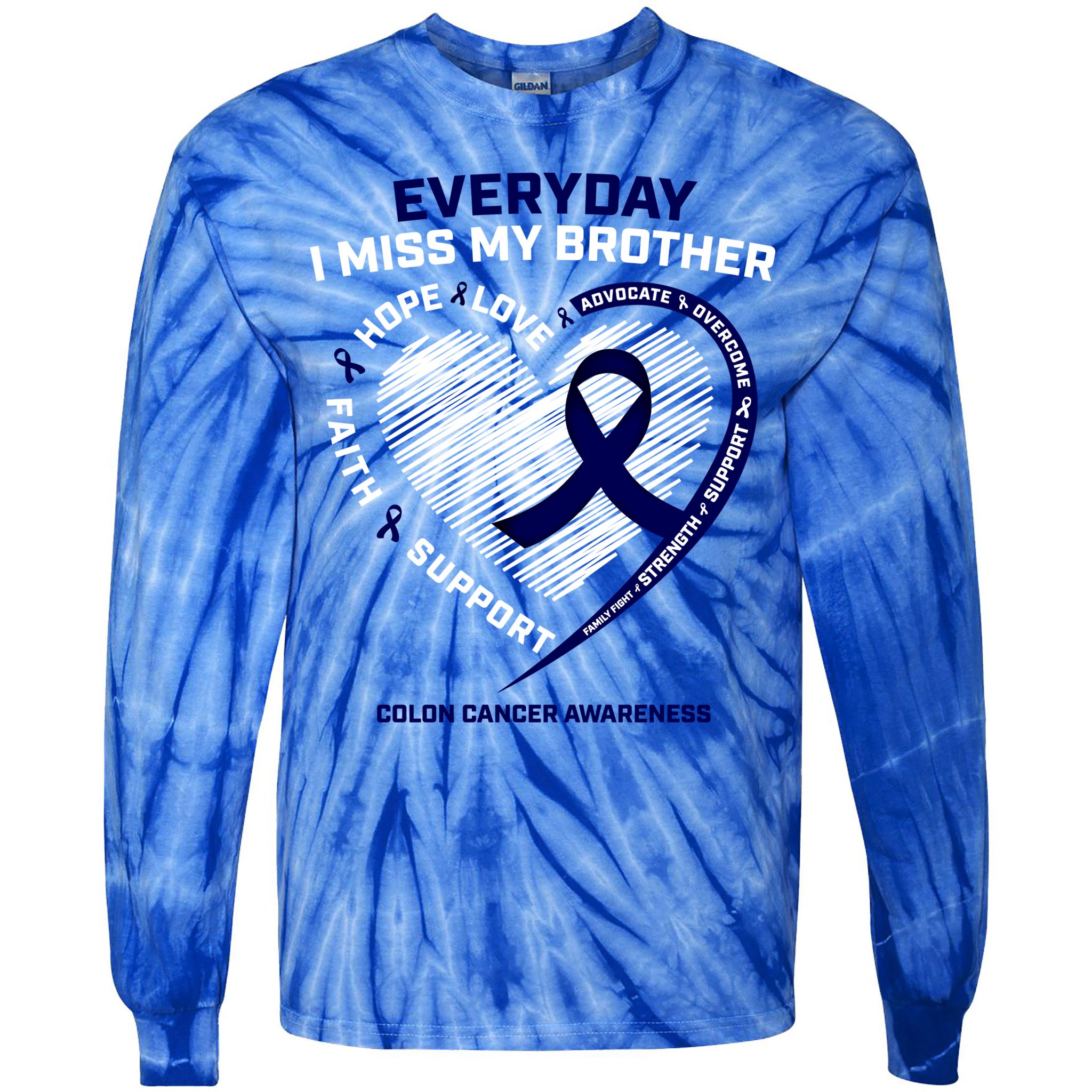 Gifts Loving Memory Gift Brother Colon Cancer Awareness Gift Tie-Dye Long Sleeve Shirt