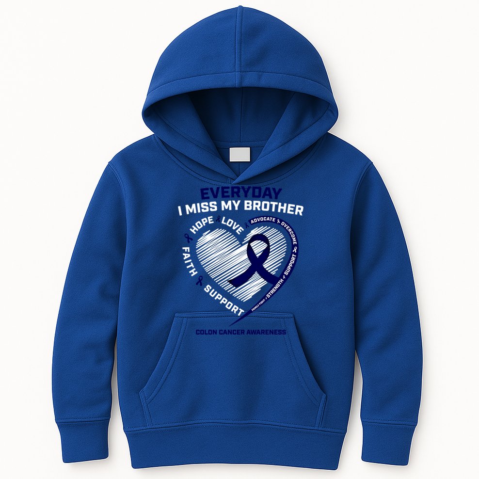 Gifts Loving Memory Gift Brother Colon Cancer Awareness Gift Kids Hoodie