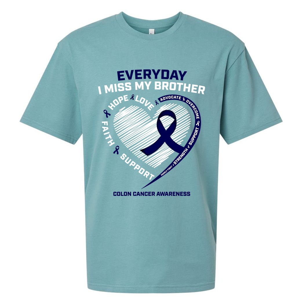 Gifts Loving Memory Gift Brother Colon Cancer Awareness Gift Sueded Cloud Jersey T-Shirt