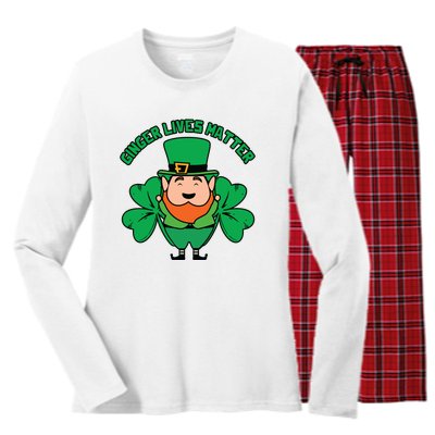 Ginger Lives Matter Funny St Patricks Day Women's Long Sleeve Flannel Pajama Set 