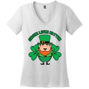 Ginger Lives Matter Funny St Patricks Day Women's V-Neck T-Shirt