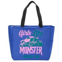 Girls Like Monster Trucks Too Gift Funny Big Monster Trucks Cool Gift Zip Tote Bag