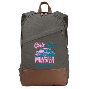 Girls Like Monster Trucks Too Gift Funny Big Monster Trucks Cool Gift Cotton Canvas Backpack