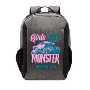 Girls Like Monster Trucks Too Gift Funny Big Monster Trucks Cool Gift Vector Backpack