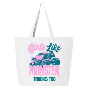 Girls Like Monster Trucks Too Gift Funny Big Monster Trucks Cool Gift 25L Jumbo Tote