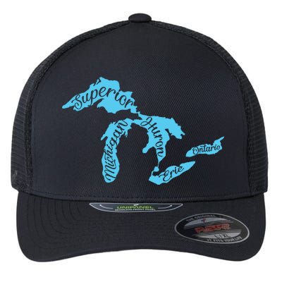 Great Lakes Michigan Detroit Michigan Great Lakes Flexfit Unipanel Trucker Cap