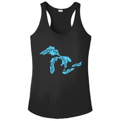 Great Lakes Michigan Detroit Michigan Great Lakes Ladies PosiCharge Competitor Racerback Tank