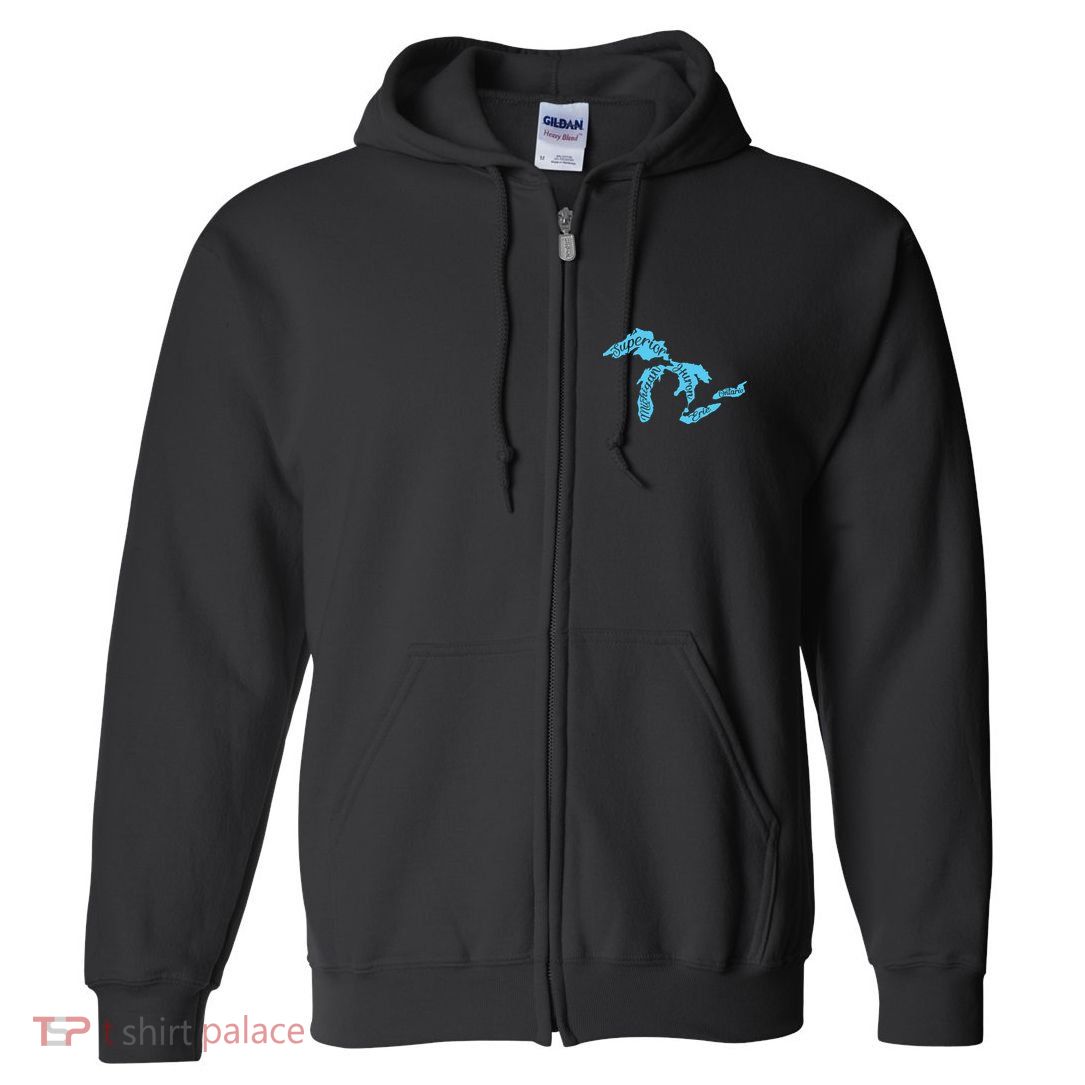 Great Lakes Michigan Detroit Michigan Great Lakes Full Zip Hoodie