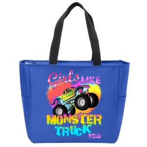 Girls Like Monster Trucks Too Girl Monster Truck Gift Zip Tote Bag