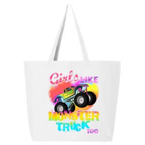 Girls Like Monster Trucks Too Girl Monster Truck Gift 25L Jumbo Tote