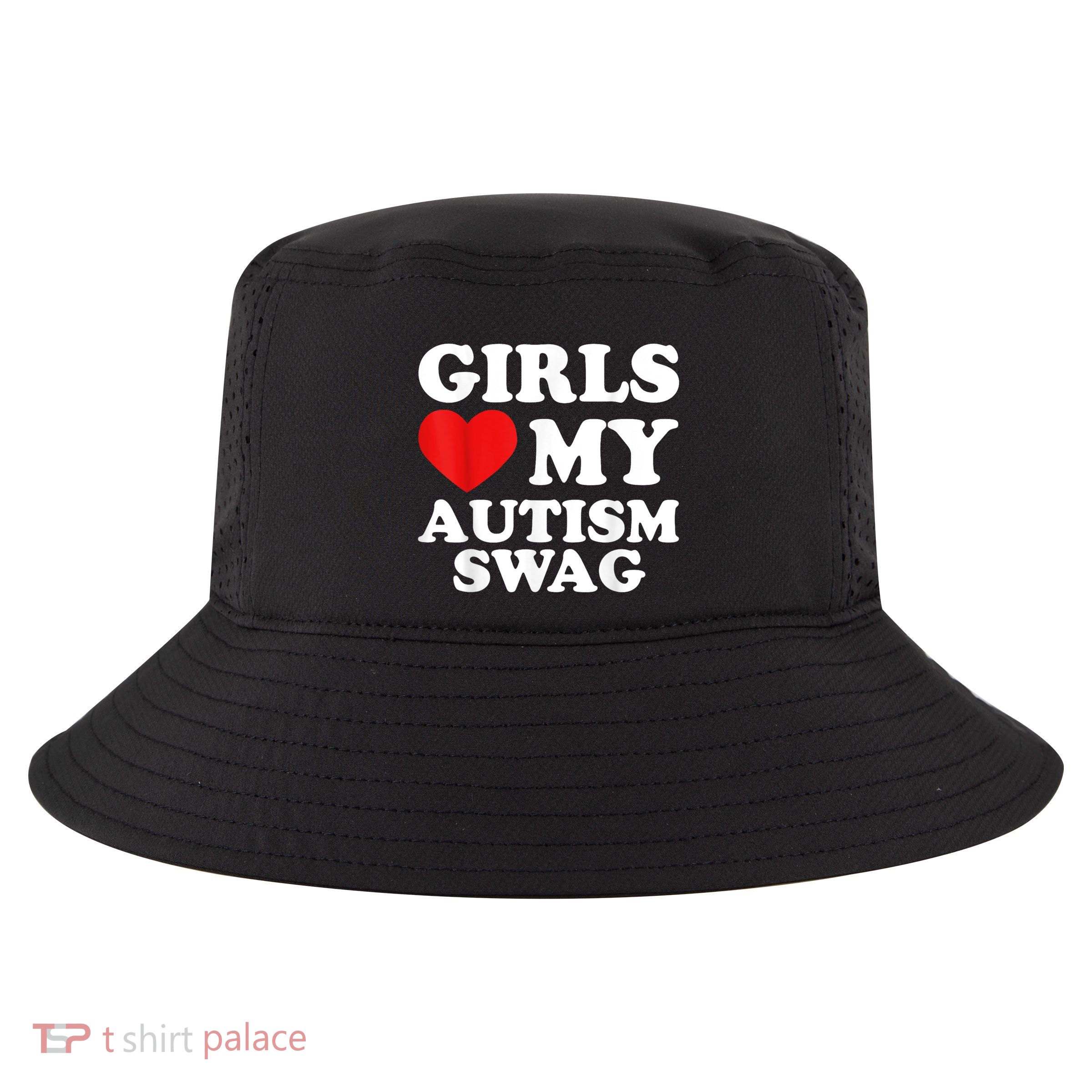 Girl Love My Autism Swag Funny Girl Heart Autism Awareness Cool Comfort Performance Bucket Hat